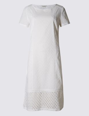Pure Cotton Broderie Shift Dress